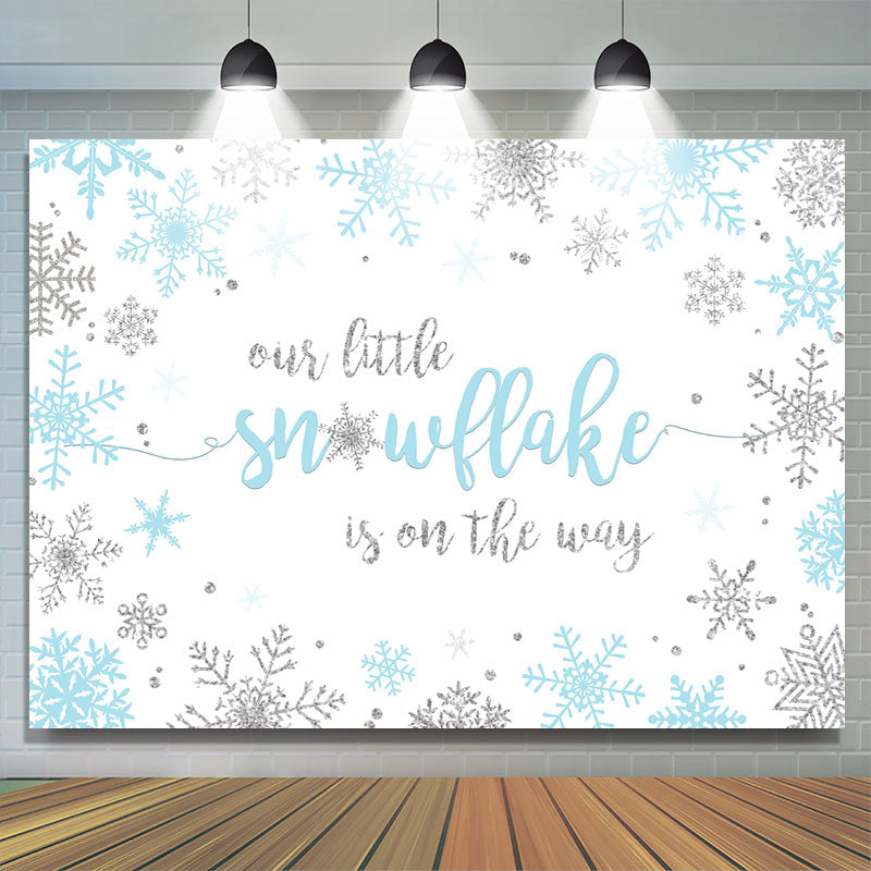 Lofaris Our Litter Snowflake Is On The Way Baby Shower Backdrop