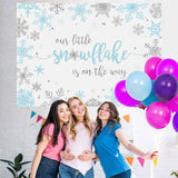 Load image into Gallery viewer, Lofaris Our Litter Snowflake Is On The Way Baby Shower Backdrop