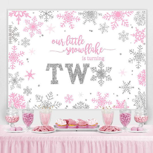 Lofaris Our Litter Snowflake Is Turning Two Winter Backdrop