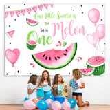 Load image into Gallery viewer, Lofaris Our Litter Sweetie Is Onemelon 1st Birthday Backdrop for Girl