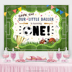 Lofaris Our Little Baller Is Turning One Birthday Backdrop