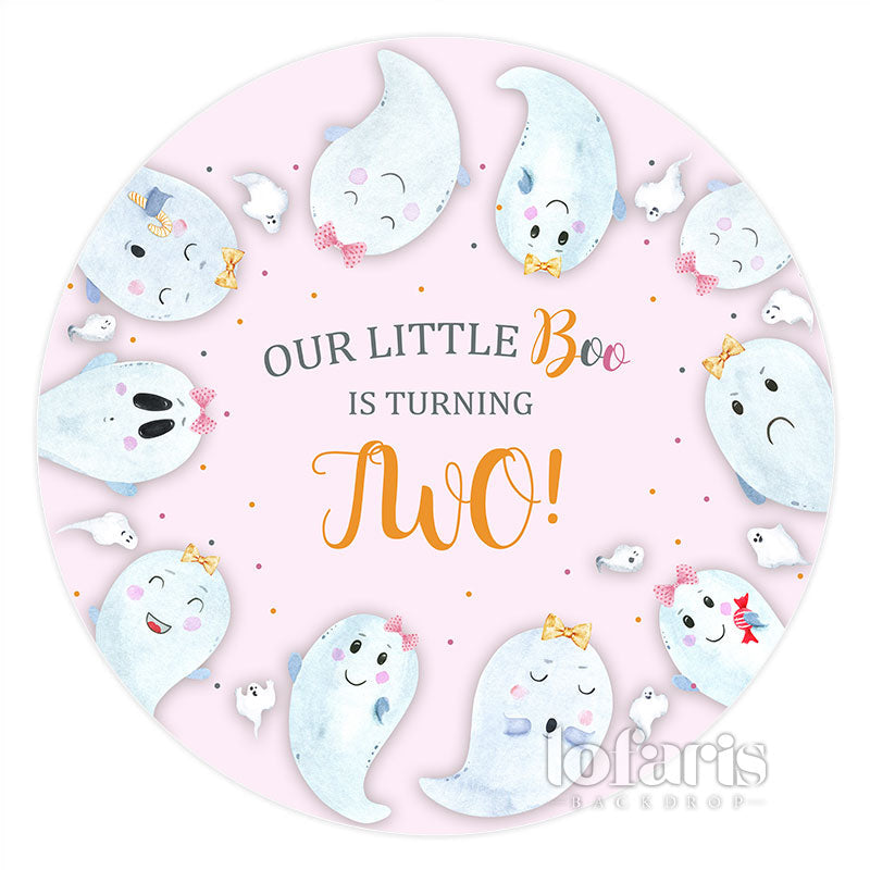 Lofaris Our Little Boo Is Turning Two Round Birthday Backdrop