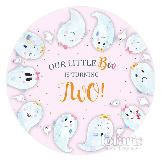 Lofaris Our Little Boo Is Turning Two Round Birthday Backdrop