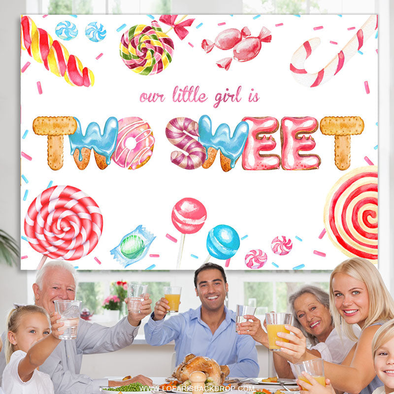 Lofaris Our Little Girl Is 2 Sweet Candyland Birthday Backdrop