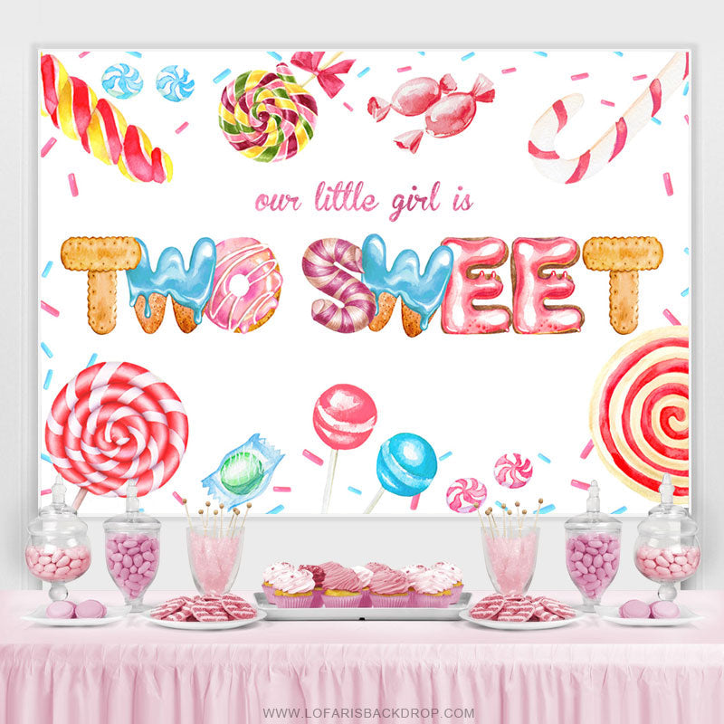 Lofaris Our Little Girl Is 2 Sweet Candyland Birthday Backdrop