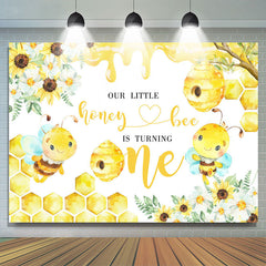 Lofaris Our Little Honey Bee Is Turning One Birthday Backdrop