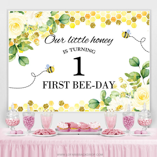Lofaris Our Little Honey Is Turning 1st Birthday Party Backdrop