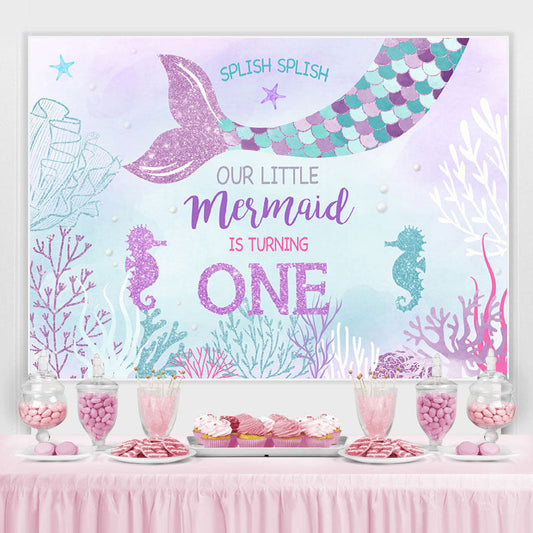Lofaris Our Little Mermaid Is Turning 1st Birthday Backdrop