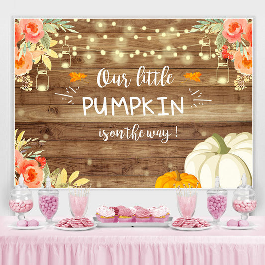 Lofaris Pink Rose And Pumpkin Lights Backdrop for Baby Shower