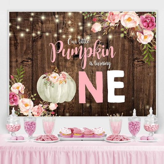 Lofaris Our little pumpkin is turning one baby shower backdrop