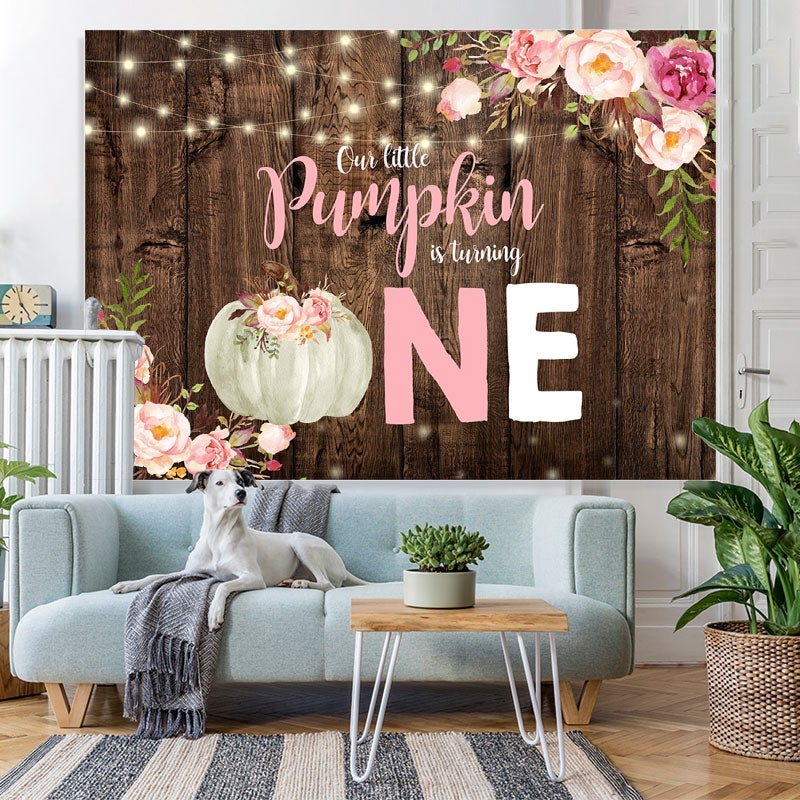 Lofaris Our little pumpkin is turning one baby shower backdrop