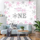 Load image into Gallery viewer, Lofaris Our Little Snowflake Is Turning 1st Birthday Backdrop