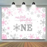 Load image into Gallery viewer, Lofaris Our Little Snowflake Is Turning 1st Birthday Backdrop