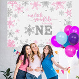 Load image into Gallery viewer, Lofaris Our Little Snowflake Is Turning 1st Birthday Backdrop