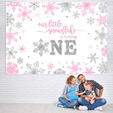 Load image into Gallery viewer, Lofaris Our Little Snowflake Is Turning 1st Birthday Backdrop