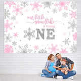 Load image into Gallery viewer, Lofaris Our Little Snowflake Is Turning 1st Birthday Backdrop