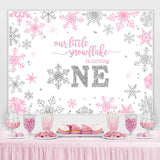 Load image into Gallery viewer, Lofaris Our Little Snowflake Is Turning 1st Birthday Backdrop
