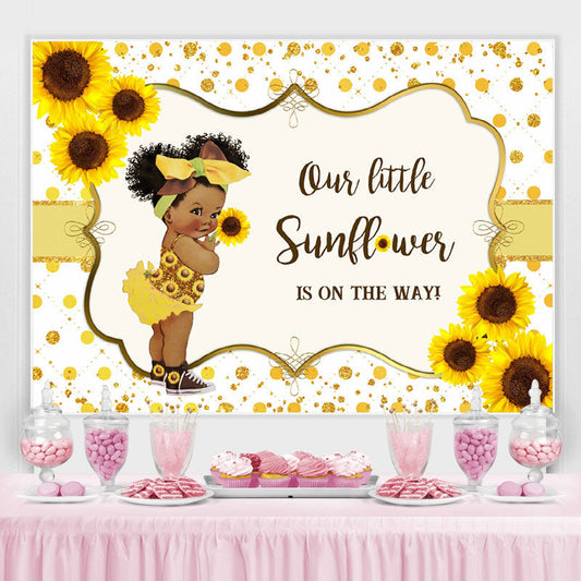 Lofaris Sunflower And Glitter Baby Shower Backdrop For Girl