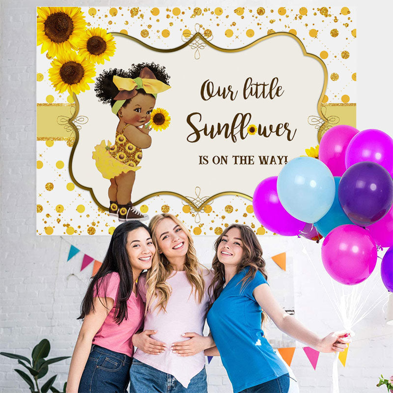 Lofaris Sunflower And Glitter Baby Shower Backdrop For Girl