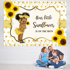 Lofaris Sunflower And Glitter Baby Shower Backdrop For Girl