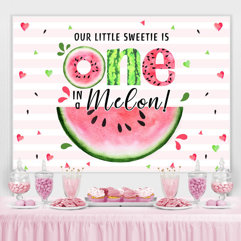Lofaris Our Little Sweetie Is One In A Melon Birthday Backdrop