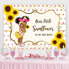 Lofaris Sunflowers With Pink Spot Glitter Baby Shower Backdrop