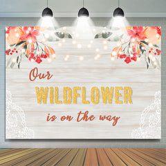 Lofaris Our Wildflower Is On The Way Floral Lace Baby Shower Backdrop