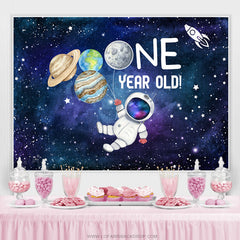 Lofaris Out Little Astronaut Is One Year Old Birthday Backdrop