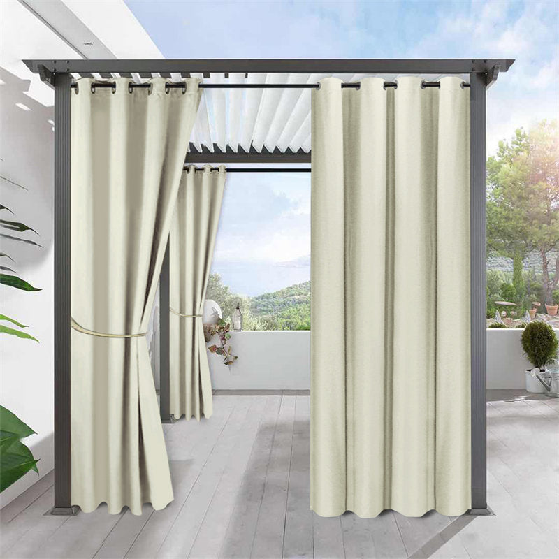 Lofaris Outdoor Beige Waterproof Grommet Top Curtains for Front Porch
