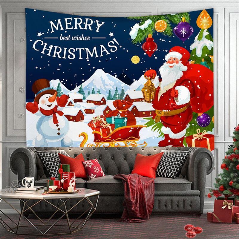 Lofaris Outdoor Snow Landscape Merry Christmas Wall Tapestry