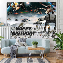 Lofaris Outer Space Galaxy Wars Scifi Happy Birthday Backdrop