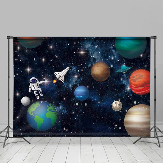 Lofaris Outer Space Rocket Astronaut Universe Birthday Backdrop