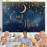 Load image into Gallery viewer, Lofaris Over the Moon Blue and Golden Star Baby Shower Backdrop
