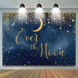Load image into Gallery viewer, Lofaris Over the Moon Blue and Golden Star Baby Shower Backdrop