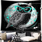 Load image into Gallery viewer, Lofaris Owls And The Moon Galaxy Trippy Novelty Wall Tapestry