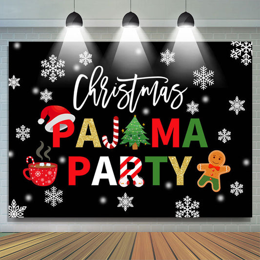 Lofaris Pajama With Hot Dessert Drink Christmas Party Backdrop