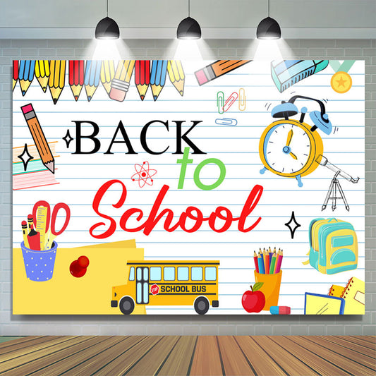 Lofaris Pencil Stationeries Notebook Back To School Backdrop