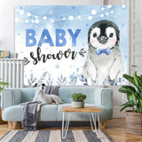 Load image into Gallery viewer, Lofaris Penguin Blue Winter Baby Shower Backdrop for Party