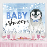 Load image into Gallery viewer, Lofaris Penguin Blue Winter Baby Shower Backdrop for Party