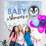Load image into Gallery viewer, Lofaris Penguin Blue Winter Baby Shower Backdrop for Party