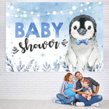 Load image into Gallery viewer, Lofaris Penguin Blue Winter Baby Shower Backdrop for Party