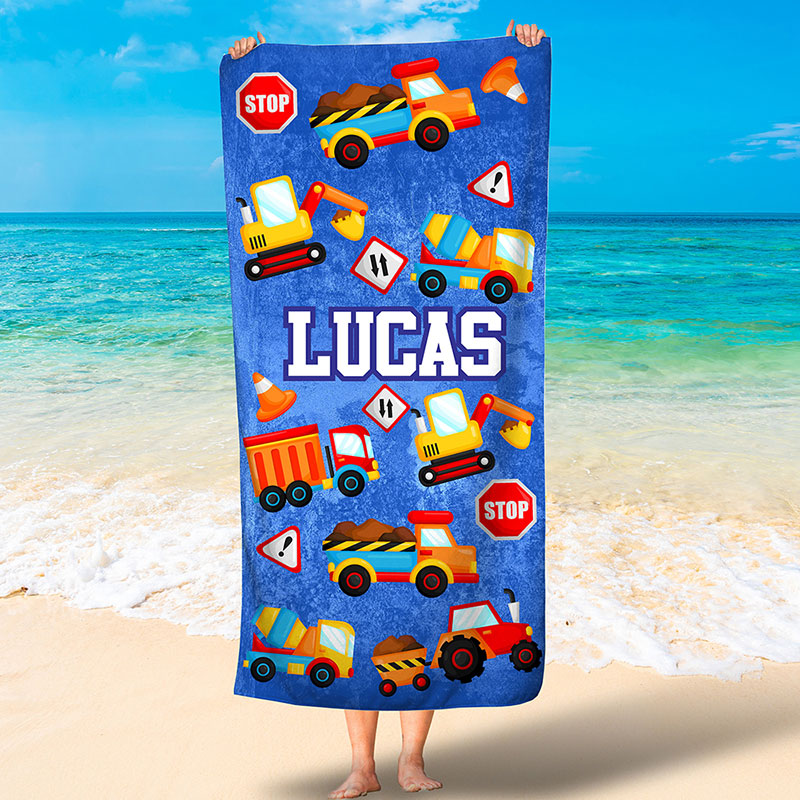 Lofaris Personalize Cute Cars And Balls Boy Beach Towel