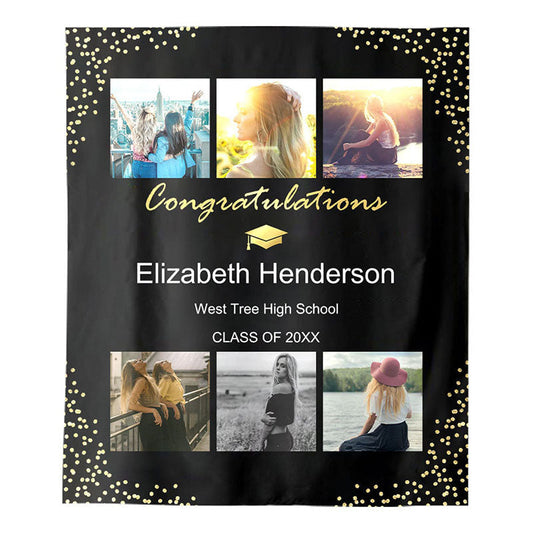 Lofaris Personalized College Graduation Backdrop Banner with Photos