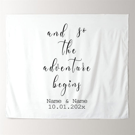 Lofaris Personalized And So the Dventure Begins Wedding Backdrop