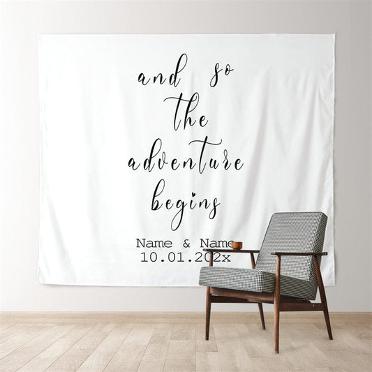 Lofaris Personalized And So the Dventure Begins Wedding Backdrop