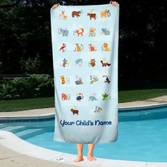 Lofaris Personalized Animal Alphabet And Name Beach Towel