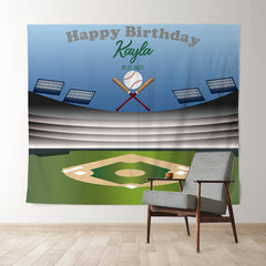 Lofaris Personalized Baseball Birthday Backdrop Decor