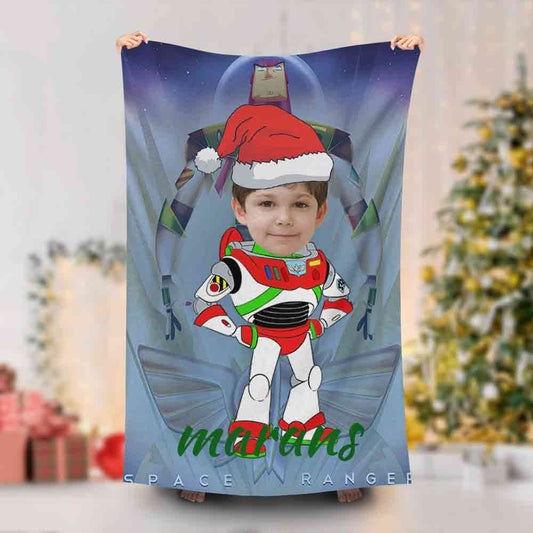 Lofaris Personalized Bazz Lightyear Xmas Boy Beach Towel