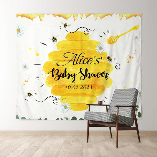 Lofaris Personalized Bee Fly And Honey Baby Shower Backdrop