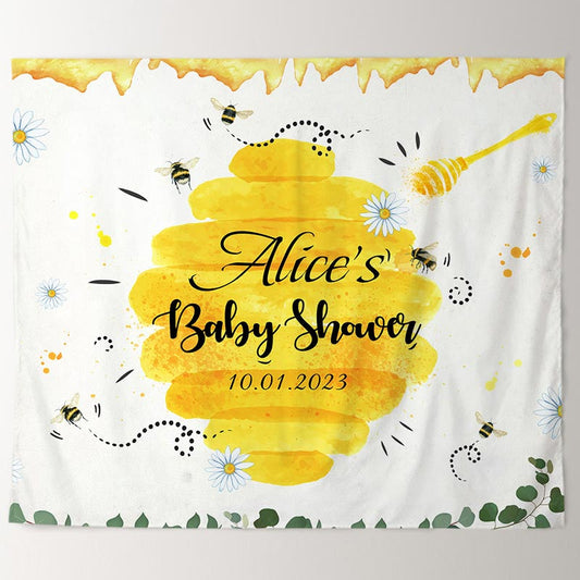 Lofaris Personalized Bee Fly And Honey Baby Shower Backdrop